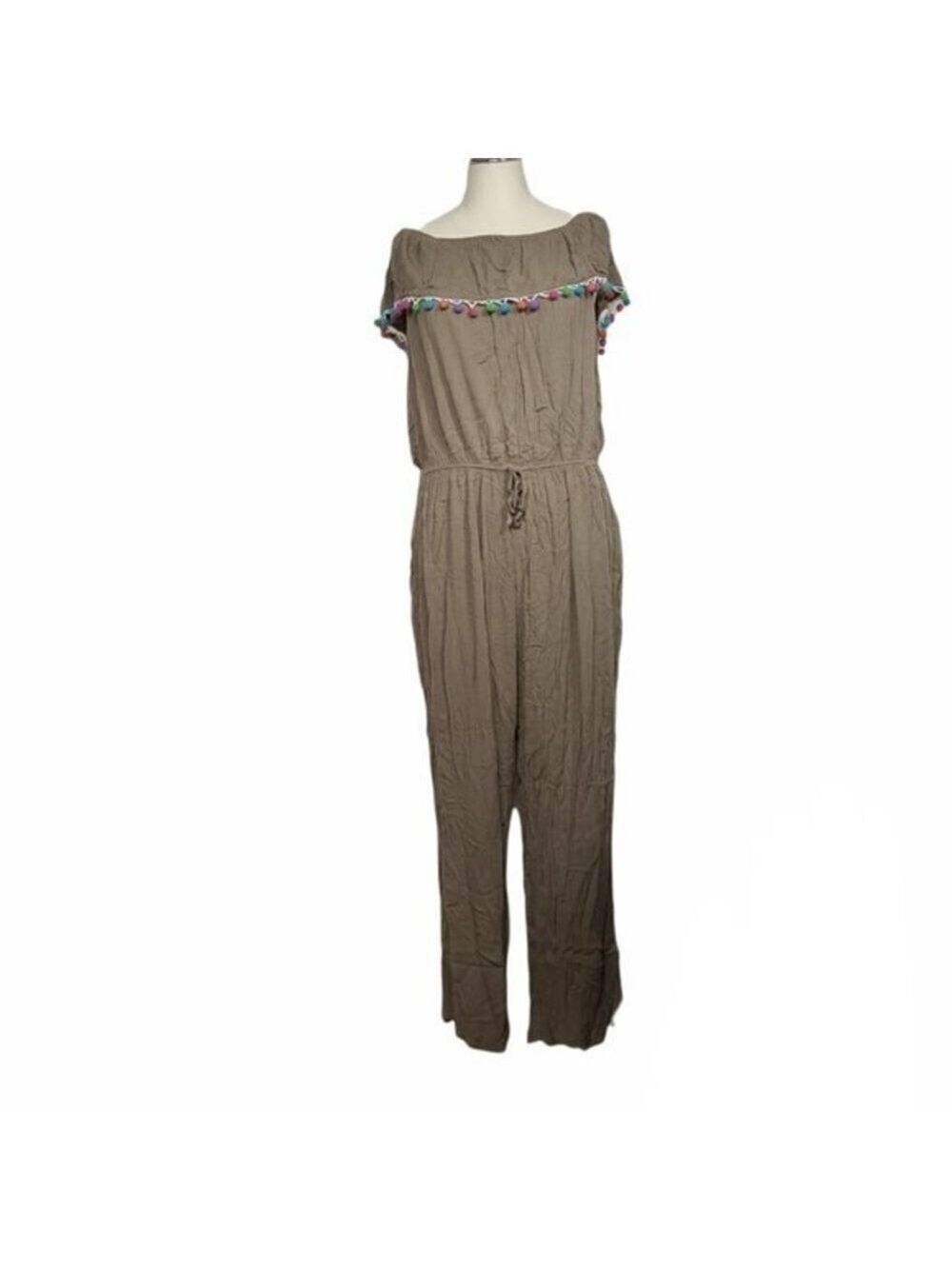 Toxik3 Colorful Pom Pom Rayon Jumpsuit 2X